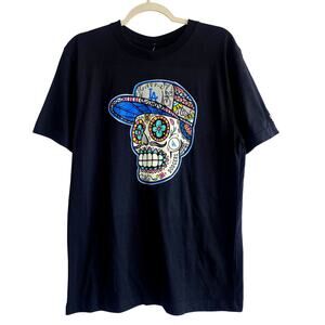 New Era Black LA Dodgers Sugar Skull T-shirt Dia de Muertos Men's Size Medium